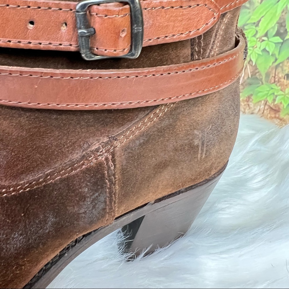 FRYE Oiled Brown Leather Classic Jane Heritage Strappy Boots, 6.5B - Picture 13 of 14